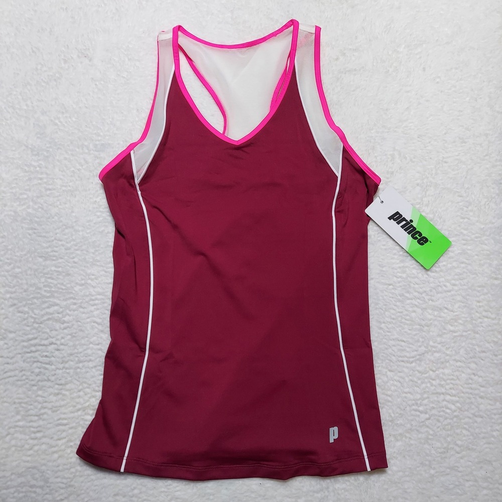 Prince Tennis Match Fashion Racerback Tank Womens XS Beet Red Wicking WPT31307